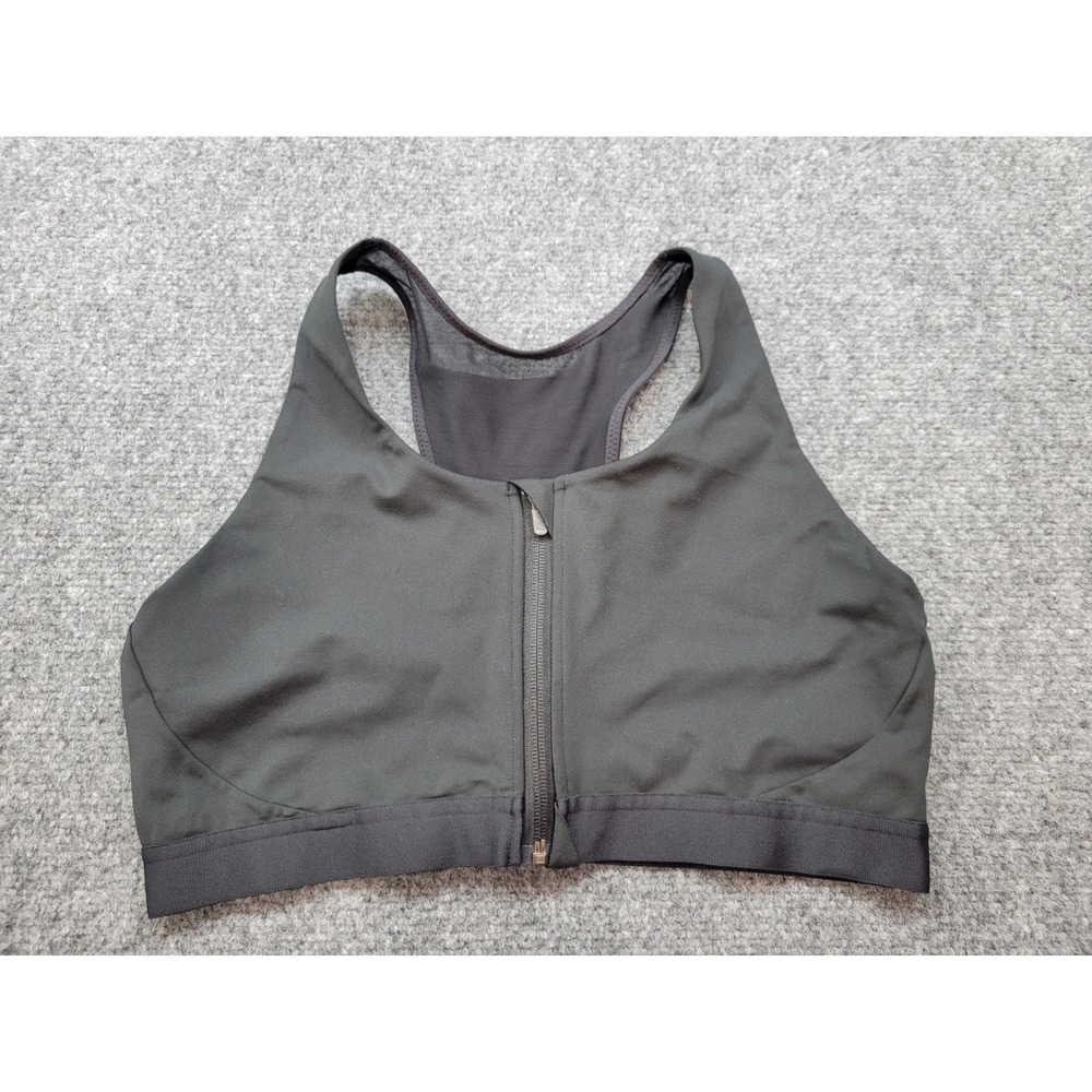 New Balance Womens Black Front Zip Mesh Racerback Sports Bra Large High Impact